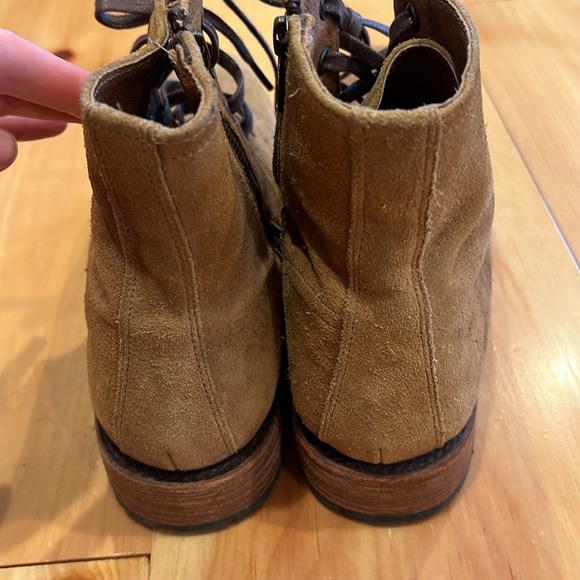 Frye Tan Suede Lace Up Bowery Boots - Picture 4 of 7